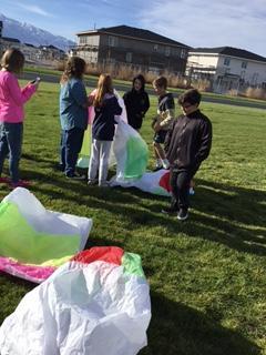 STEM classes testing out their balloons