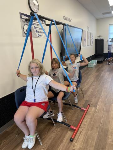 Resistance bands. Working upper body muscles. 