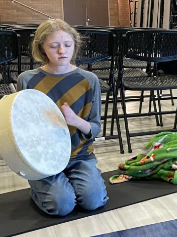 students in drum circle